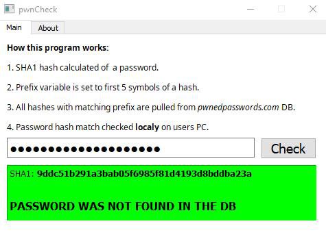 Результат проверки пароля на утечку - не найден во взломанных базах данных