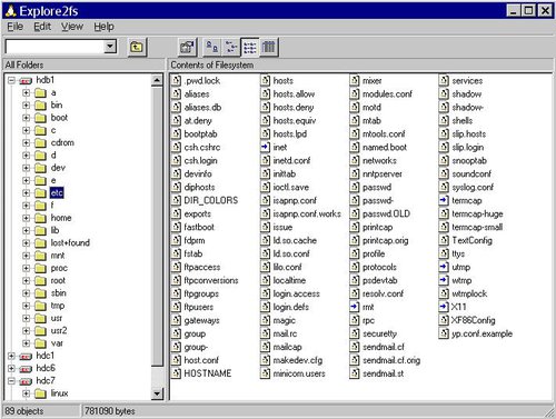 Инструмент доступа к разделам ext2 и ext3 под Windows