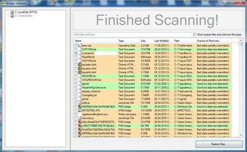 Завершен процесс сканирования удаленных файлов