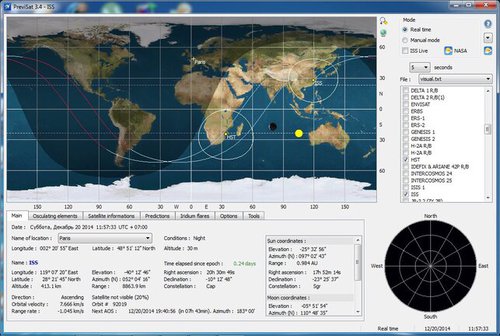 Отслеживание искусственных спутников на карте