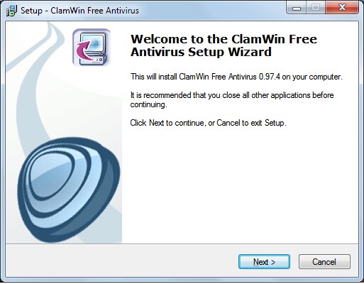 Приветствие мастера установки ClamWin